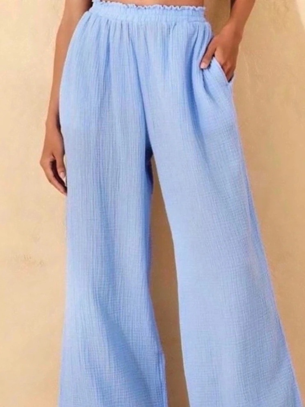 Shade & Shore Gauze Swim Cover-Up Pants Blue Small